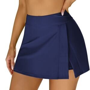 Active Swim Skirts W/ Split & Built In boy Shorts High Waist-- MEDIUM
